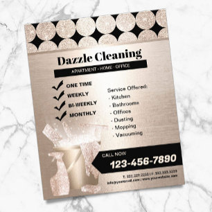 Geometric Gold House Cleaning Service Housekeeping Flyer