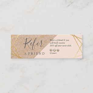 Geometric Gold Kraft Printed Lt Pastel Pink Refer Mini Business Card