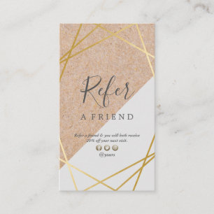 Geometric Gold KraftPrinted Grey Referral Vertical Business Card