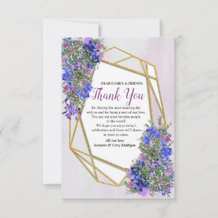Geometric Gold & Lavender Flower Bouquets RSVP Card