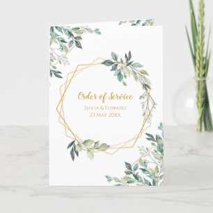 Geometric Gold Leaf Wedding Order of Service Program