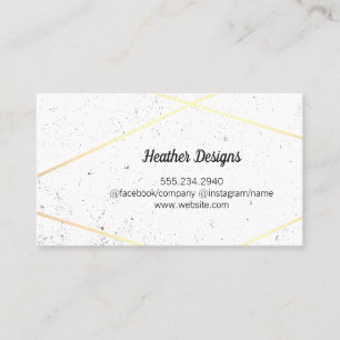 Geometric Gold Lines and Speckled (black / white) Business Card