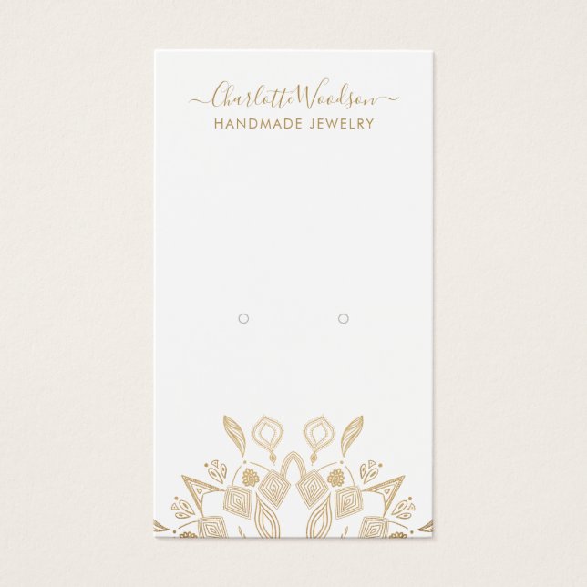 Geometric Gold Mandala Earring Display Card (Front)