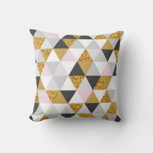 Geometric gold marble seamless pattern cushion
