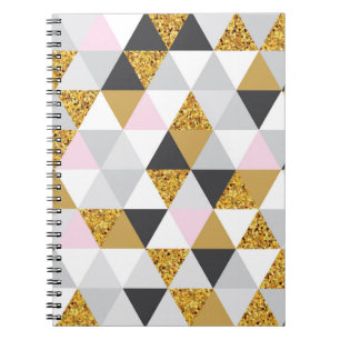 Geometric gold marble seamless pattern notebook
