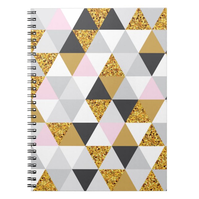 Geometric gold marble seamless pattern notebook (Front)