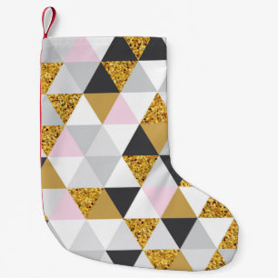 Geometric gold marble seamless pattern small christmas stocking