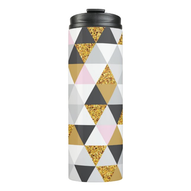 Geometric gold marble seamless pattern thermal tumbler (Front)