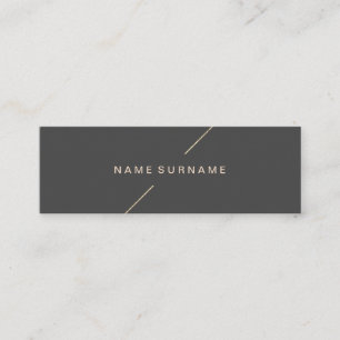 Geometric Gold Modern Minimalist Dark Grey Mini Business Card