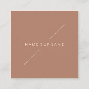 Geometric Gold Modern Minimalist SocialMedia Brown Square Business Card
