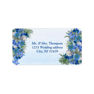 Geometric - Gold-Navy Blue Flower Bouquet Label