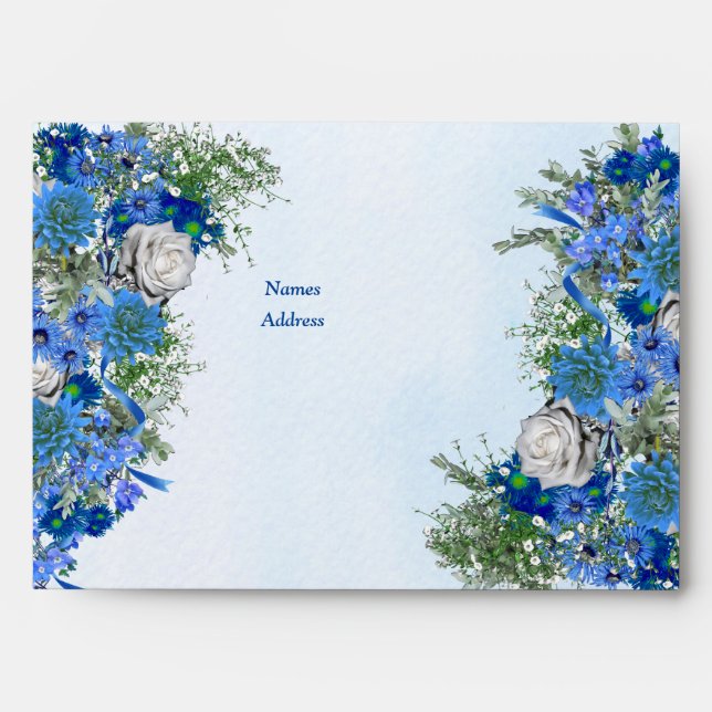 Geometric - Gold Navy Blue Flower Envelopes (Front)