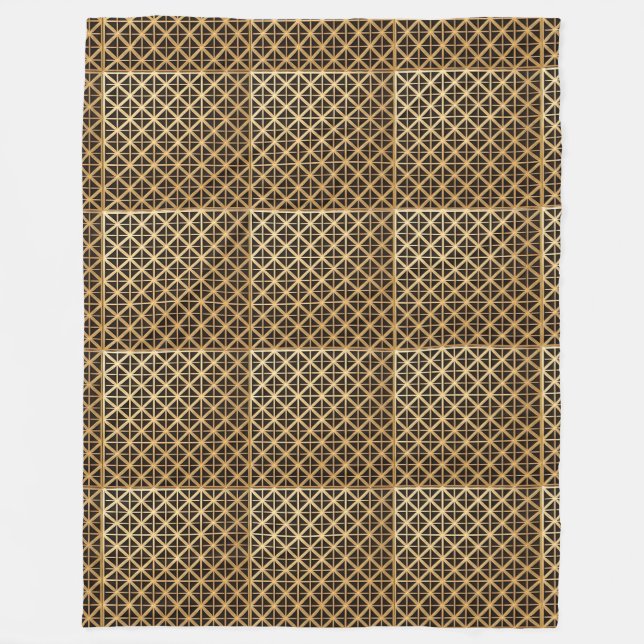 Geometric Gold Panel Fleece Blanket (Front)
