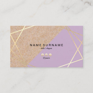 Geometric Gold Pattern Kraft Printed Pastel Purple Business Card