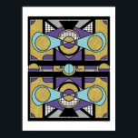 Geometric Gold Purple Art Deco Abstract Design Poster<br><div class="desc">Elevate your decor with the "Art Deco Set Piece, " a geometric masterpiece that fuses gold, purple, and blue tones in a classic Art Deco style. This abstract design captures the elegance and opulence of the Jazz Age with its bold shapes and intricate patterns. Perfect for art enthusiasts and interior...</div>