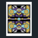 Geometric Gold Purple Art Deco Abstract Design Poster<br><div class="desc">Elevate your decor with the "Art Deco Set Piece, " a geometric masterpiece that fuses gold, purple, and blue tones in a classic Art Deco style. This abstract design captures the elegance and opulence of the Jazz Age with its bold shapes and intricate patterns. Perfect for art enthusiasts and interior...</div>