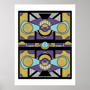 Geometric Gold Purple Art Deco Abstract Design Poster