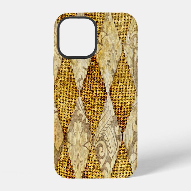 Geometric Gold: Retro Pattern Sophistication. iPhone Case (Back)