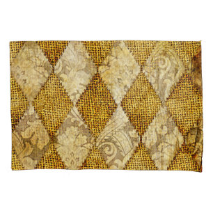 Geometric Gold: Retro Pattern Sophistication. Pillowcase