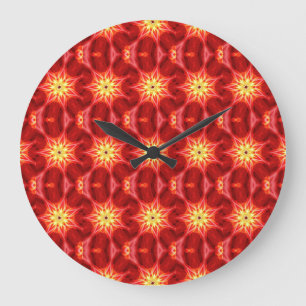 geometric gold stars on red clock