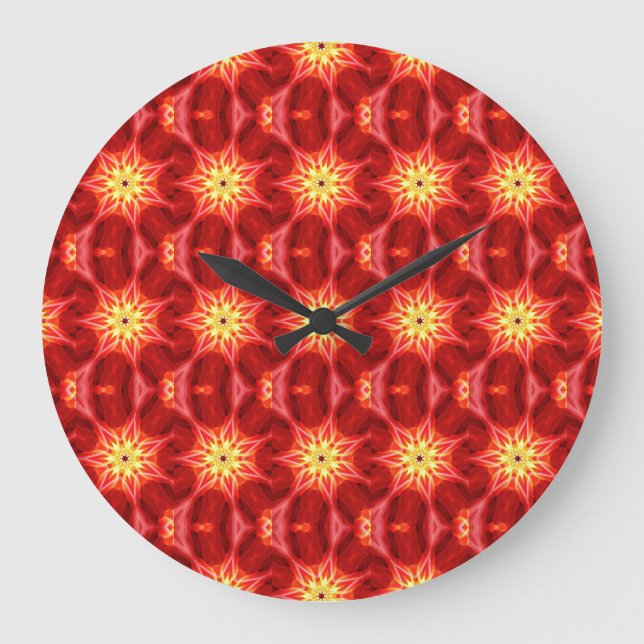 geometric gold stars on red clock (Front)