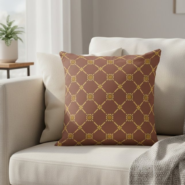 Geometric Gold Trellis Pattern Decorative Pillow  (Creator Uploaded)