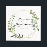 Geometric Gold Tropical Calligraphy Bridal Shower Napkin<br><div class="desc">These geometric gold tropical calligraphy bridal shower napkins are perfect for a simple wedding shower. The design features hand-painted beautiful green leaves,  adorning a gold geometric frame.</div>