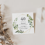Geometric Gold Tropical Green 40th Birthday Party Invitation<br><div class="desc">This geometric gold tropical green 40th birthday party invitation is perfect for a simple birthday party. The design features hand-painted beautiful green leaves,  adorning a gold geometric frame.</div>