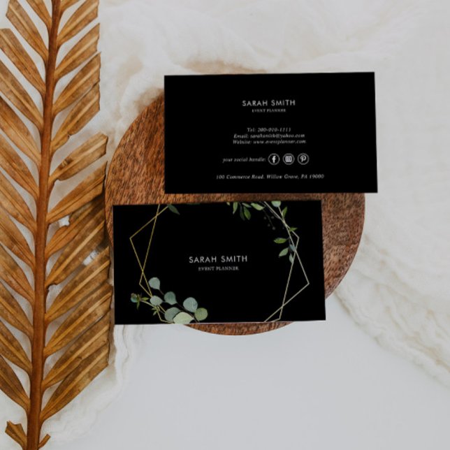 Geometric Gold Tropical Green Black Business Card (Creator Uploaded)