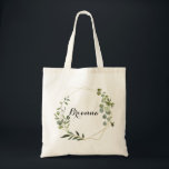 Geometric Gold Tropical Green Bridesmaid Tote Bag<br><div class="desc">This geometric gold tropical green bridesmaid tote bag is the perfect wedding gift to present your bridesmaids and maid of honour for a simple wedding. The design features hand-painted beautiful green leaves,  adorning a gold geometric frame.</div>