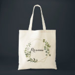 Geometric Gold Tropical Green Bridesmaid Tote Bag<br><div class="desc">This geometric gold tropical green bridesmaid tote bag is the perfect wedding gift to present your bridesmaids and maid of honour for a simple wedding. The design features hand-painted beautiful green leaves,  adorning a gold geometric frame.</div>