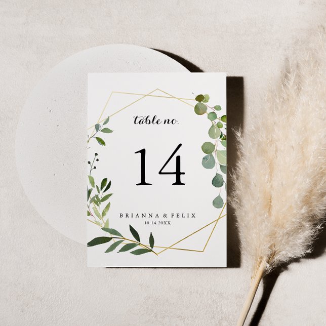 Geometric Gold Tropical Green Calligraphy Wedding Invitation (Creator Uploaded)