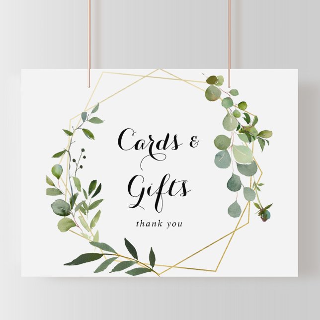Geometric Gold Tropical Green Cards and Gifts Sign (Creator Uploaded)