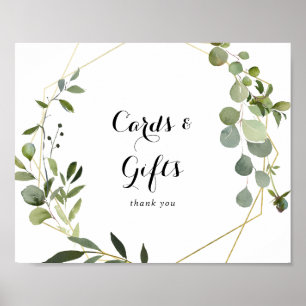 Geometric Gold Tropical Green Cards and Gifts Sign