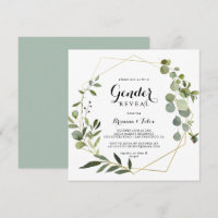 Geometric Gold Tropical Green Gender Reveal Party