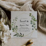 Geometric Gold Tropical Sweet 16 Birthday Party Invitation<br><div class="desc">This geometric gold tropical sweet 16 birthday party invitation is perfect for a simple birthday. The design features hand-painted beautiful green leaves,  adorning a gold geometric frame.</div>
