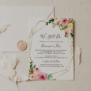 Geometric Gold Tropical We Still Do Vow Renewal Invitation