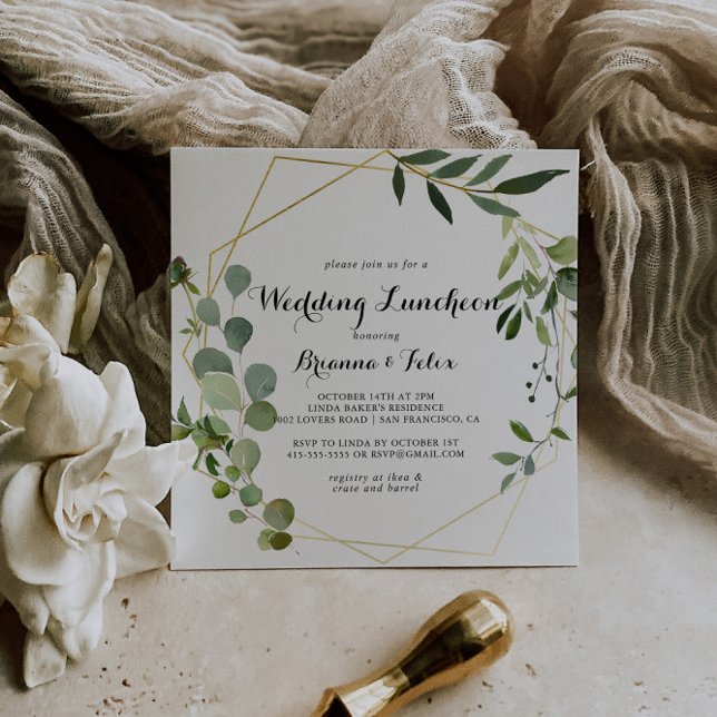 Geometric Gold Wedding Luncheon Bridal Shower Invitation (Creator Uploaded)