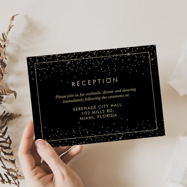 Geometric Gold Wedding Reception Enclosure Card (Creator Uploaded)