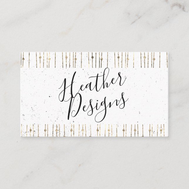 Geometric Gold White Foil Shine Pattern Business Card (Front)