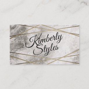 Geometric Gold White Foil Shine with Marble Business Card