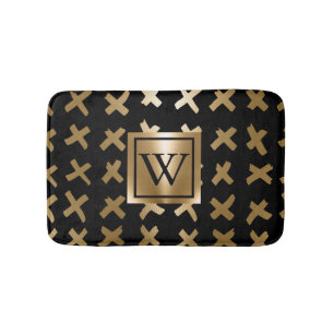 Geometric Golden Abstract Bath Mat