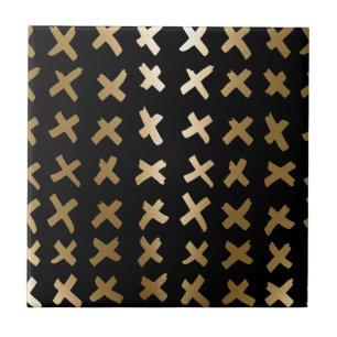 Geometric Golden Abstract Ceramic Tile