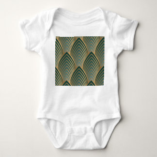 Geometric golden-green: vintage seamless pattern. baby bodysuit