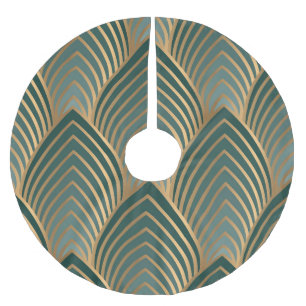 Geometric golden-green: vintage seamless pattern. brushed polyester tree skirt