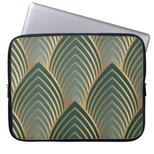 Geometric golden-green: vintage seamless pattern. laptop sleeve