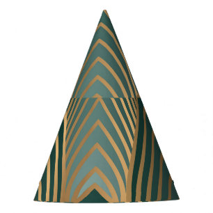 Geometric golden-green: vintage seamless pattern. party hat