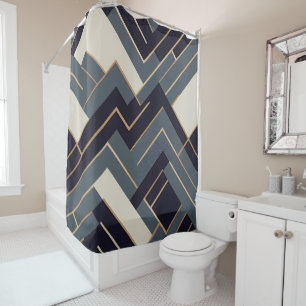 Geometric Golden illustration Shower Curtain