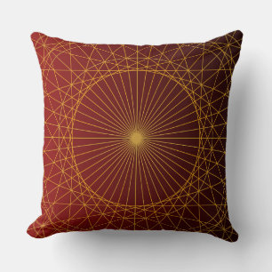 Geometric golden line red gradient modern luxury cushion