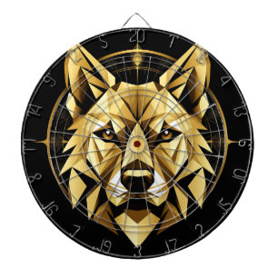 Geometric Golden Wolf Illustration Dartboard